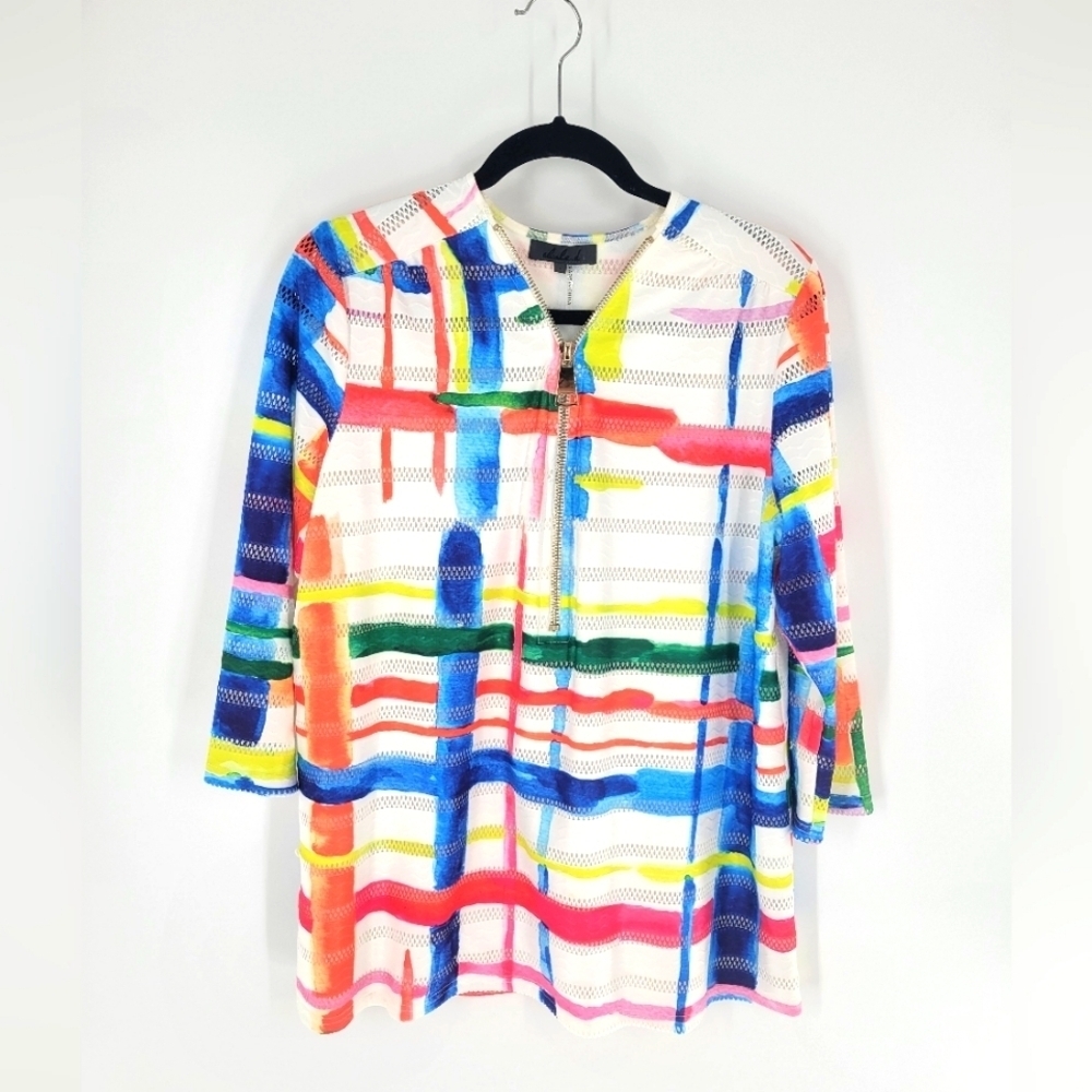 Alisha.d Top Blouse 1/4 zip Colorfull Size L